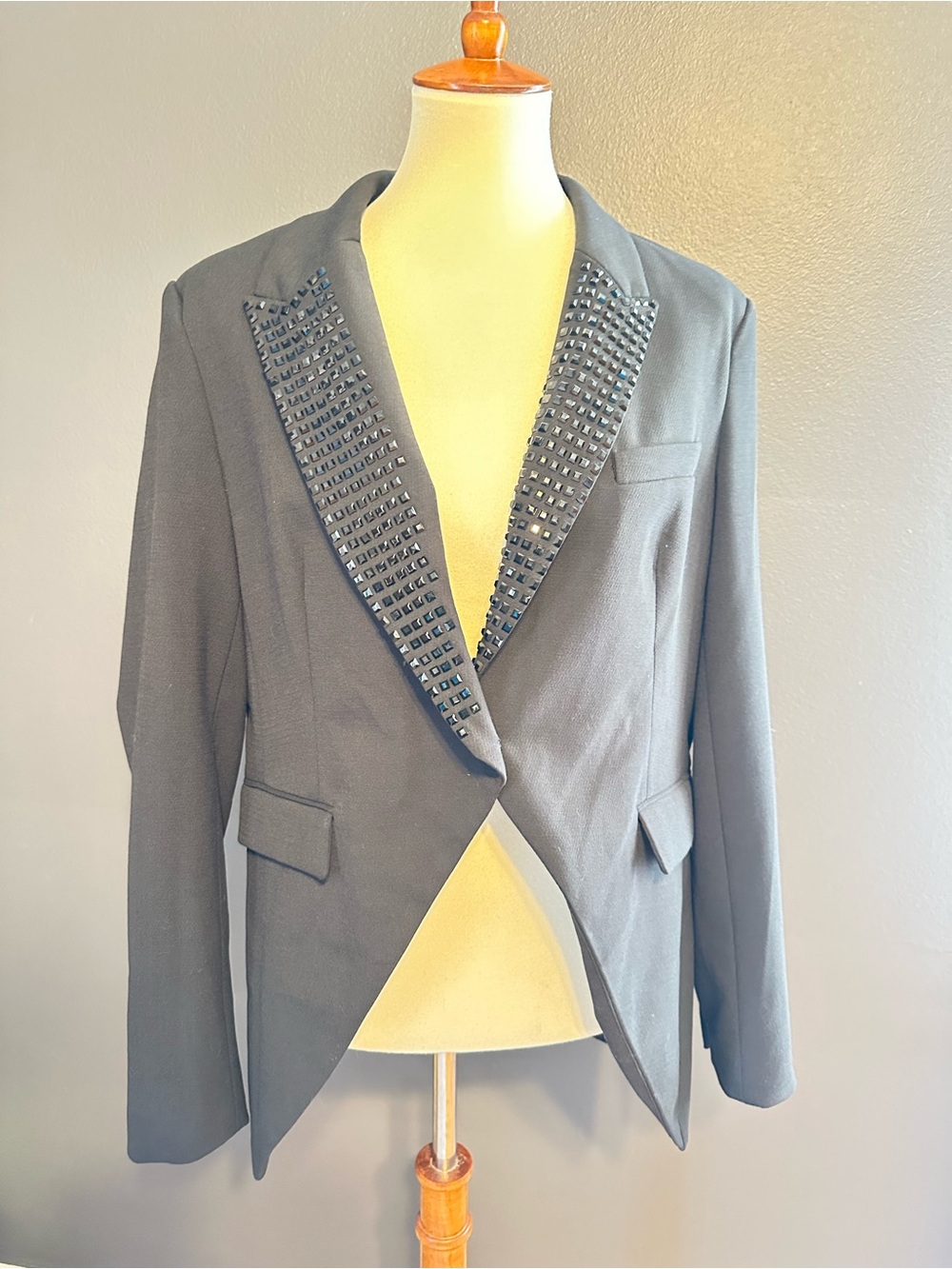 MICHAEL Michael Kors Black Studded Lapel Blazer Size 16 NWT $250